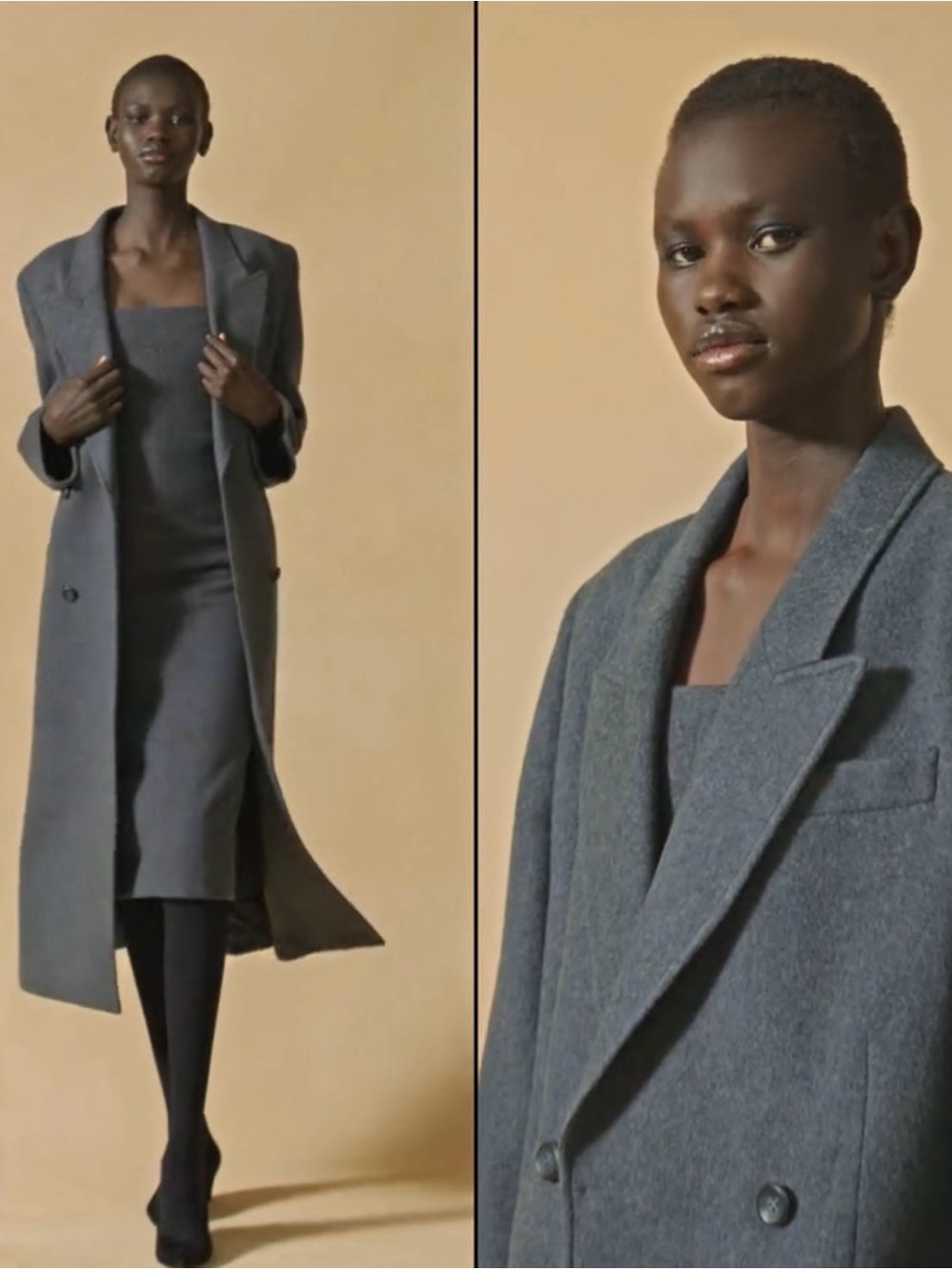 Calvin Klein Studio Double-Breasted Gray Wool Coat